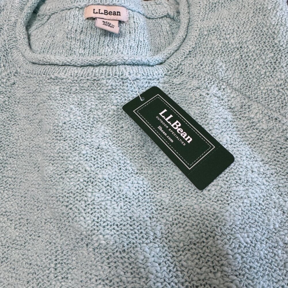 L.L.Bean Sweater Women’s M Medium Turquoise Rollneck Midweight Cotton Slub NWT - Picture 5 of 8